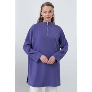 Túnica Morada con Capucha para Mujer Puane, con Detalle de Cremallera Frontal, Tela Suave para Uso Diario Informal y Deportivo - Product Image 4
