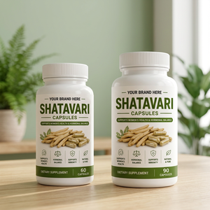 Capsules de Shatavari en marque privée, 60 capsules végétaliennes, complément alimentaire naturel à base de plantes, extrait de racine de Shatavari, bien-être à base de plantes - Product Image 1
