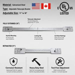 Supporto per Scatola Porta Pistola in Metallo Conforme agli Standard USA e Canada, Supporto Telescopico Regolabile in Acciaio Zincato da 11 <span class=keywords><strong>a</strong></span> 18 Pollici - Product Image 2