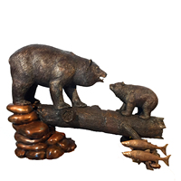 Offre Spéciale statue d'ours noir grandeur nature en bronze métal debout sculpture d'ours en bronze 7 pieds de haut