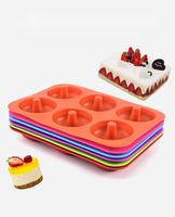 Moule à beignets en silicone, 6 cavités, forme ronde, pour gâteau, chocolat, beignets, pâtisserie, dessert, outil de cuisson