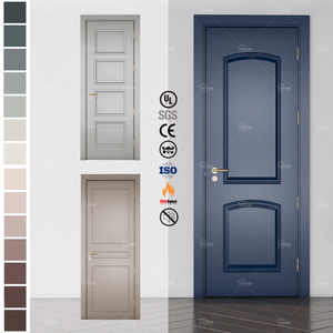 Puerta de pintura de laca azul de alta calidad de lujo de estilo francés, dormitorio, guardarropa, Interior, puerta interna de la habitación de la casa con líneas de hebilla - Product Image 1