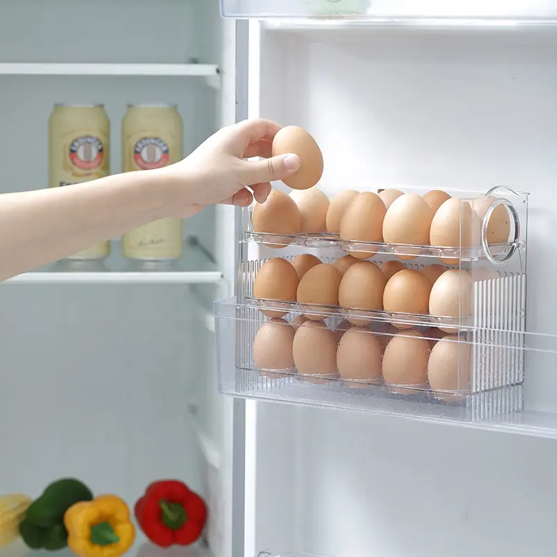 JINLL Fridge/Freeze Egg Holder Made From Bpa-Free Plastic（Khaki） Storage Box For 12 Eggs 