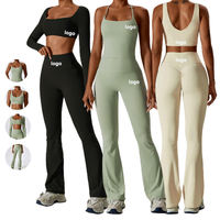 Ensemble de Sport Femme Personnalisé OEM 2024 Nouveau, Vêtements de Fitness Gym Yoga avec Leggings Taille Haute, Soutien-Gorge Sport et Crop Top Manches Longues
