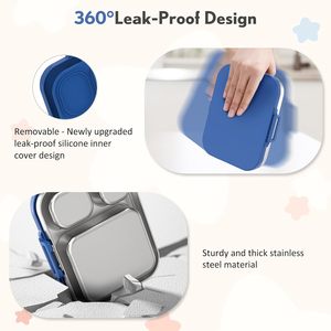 New Design Kid's Leakproof BPA Free <b>Food</b> Grade Stainless Steel Bento <b>Container</b> with <b>Plastic</b> Lid for Newborn & Toddler Lunches - Product Image 3
