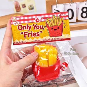 ของเล่นบีบมือรูปเฟรนช์ฟรายส์ TPR ขนาด 9 ซม. เนื้อนุ่มคล้ายดินเหนียว ของเล่นเสริมพัฒนาการ น่ารัก บรรเทาความเครียด สำหรับเด็กและผู้ใหญ่ บรรจุในถุง PVC ไม่มีของเหลว ไม่มีเจล - Product Image 1