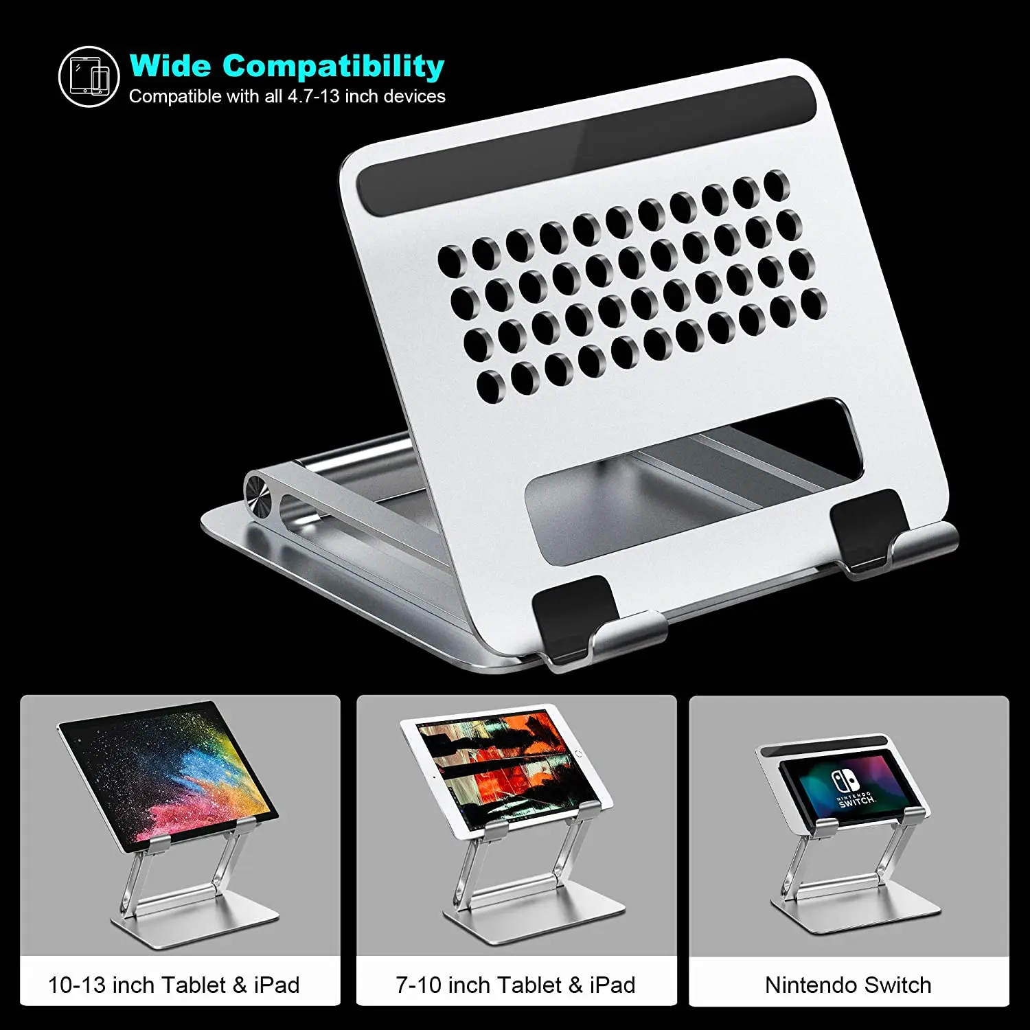 Amazon hot selling high quality aluminum foladble portable  desktop tablet stand holder