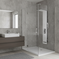 Ensemble de douche mural en aluminium poli avec jets de massage pour salle de bain