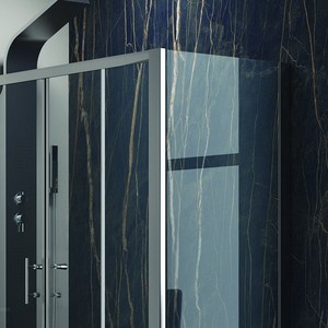 Box Doccia Angolare Kamalu KF6000S 160x70cm con Parete Fissa Laterale da 70cm, Profili in Alluminio Cromato da 6mm, Porta Pieghevole per Hotel - Product Image 2