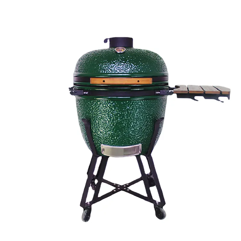 Tavolo da tavolo in ceramica portatile rimovibile da esterno di alta qualità da 23.5 pollici verde di forma grande griglie per barbecue multifunzionali alla moda