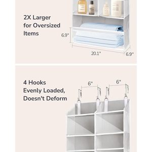 ที่เก็บของแขวนประตู 20 ช่อง แบบแขวนสำหรับห้องน้ำ ติดผนังหลังประตู สีเทาอ่อน - Product Image 6