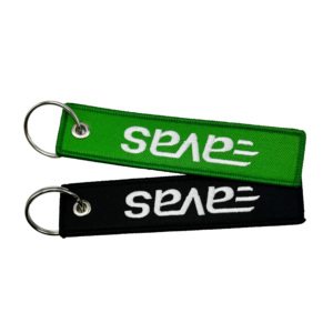Etiquetas Personalizadas de Alta Calidad, Llavero de Tela Bordado con Texto o Logotipo Personalizado de Doble Cara, Etiquetas Tejidas para Llaveros - Product Image 6