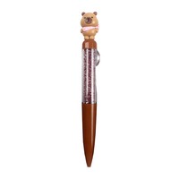 Stylo Bille Rétractable O&Q Promotionnel Motif Animal Ours, Écriture Fluide, Plastique Écologique, Encre Noire et Bleue 0,7 mm, Nouveauté Bureau