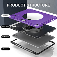 Étui pour tablette avec support rotatif à 360°, sangle d'épaule réglable et emplacement pour stylet pour iPad Pro 13 pouces M5 2025 A3360 A3361 A3362