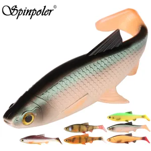 Spinpole 3D Soft Fishing Lure Plastic Swimbait Shad Paddle T Tail Artificial Bait For Pike Trout Bass Perch Freshwater,Saltwater