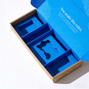 Boîtes d'expédition en carton ondulé en papier kraft avec impression bleue et insert multi-compartiments, solutions d'emballage personnalisées pour produits - Product Image 3