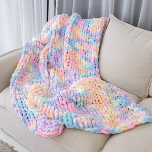 Jeté de couverture en tricot épais 100% tricoté à la main avec du fil de Chenille géant jeté de couverture en tricot lavable - Product Image 5