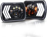Phares LED noirs H6054 5x7 7x6 pouces, lampe de remplacement à faisceau scellé H4 pour YJ XJ [Approuvé par le DOT]