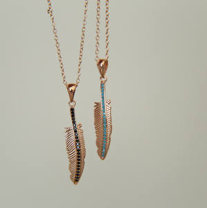 2023 moda donna gioielli placcato oro rosa pavimenta turchese piuma fascino <span class=keywords><strong>collana</strong></span> in oro moda - Product Image 1