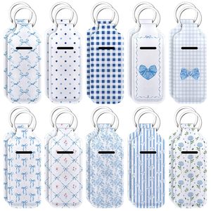 Llavero Portabálsamo Labial de Neopreno con Estampado Floral y Lazo, Funda Portátil <span class=keywords><strong>para</strong></span> Lápiz Labial <span class=keywords><strong>para</strong></span> <span class=keywords><strong>Mujer</strong></span>, En Stock, Logotipo Personalizado - Product Image 5