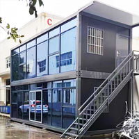Edificio de oficinas de 2 pisos contenedor de dos pisos casa familiar cafeterías 20 pies 40 pies casa contenedor personalizada flexible