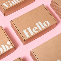 Boîte en carton ondulé recyclable, personnalisée, avec pelliculage mat et gaufrage, pour un envoi sécurisé