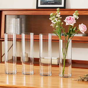 Vasi <span class=keywords><strong>in</strong></span> <span class=keywords><strong>Vetro</strong></span> Trasparente Moderni, Design Cilindrico Alto e Sottile, per Matrimoni e Decorazioni Domestiche, Ecologici, Vendita all'Ingrosso - Product Image 4