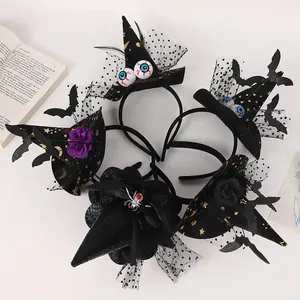 Festival Holiday Halloween Theme Party Supplies Beautiful Accessories Decorations Set Lace Sorceress Witch Hat Headband Hairband