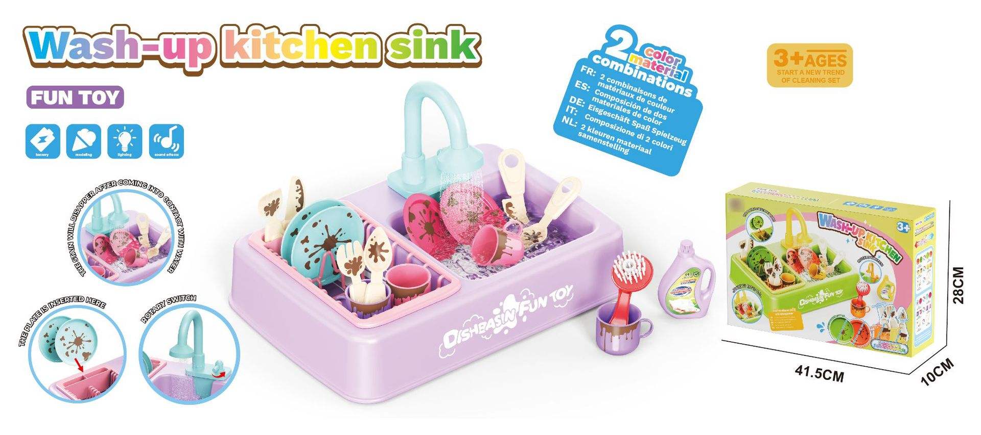 Lavage nettoyage table-changement de température-deux couleurs mélangées