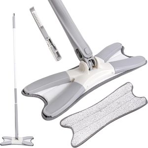 Nueva Mopa Plana de Microfibra con Barra Telescópica de Acero Inoxidable de 40CM para el Hogar, con Sistema de Escurrido de Cuatro Lados y Limpieza de Azulejos sin Necesidad de Usar las Manos - Product Image 1