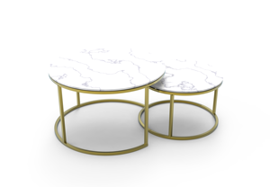 Ensemble de tables basses rondes modernes, style minimaliste, OEM/ODM, plateau en pierre frittée de haute qualité, personnalisable - Product Image 2