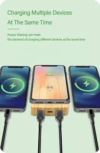 Eco-friendly Gift Bamboo 5W Wireless Charger Powerbank Powerful Portable Solar Power Banks Power Station