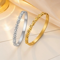 Bracelet en acier inoxydable avec zircon, style INS tendance, pour femmes, plaqué or 18 carats, bracelet fin à pentagramme, bijoux