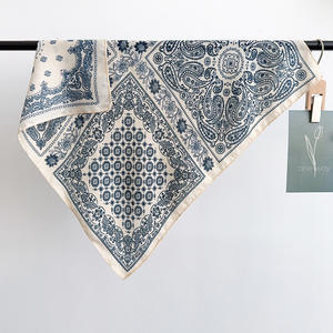 Khăn quàng cổ polyester mềm mại, chất liệu như vải cotton lanh, kiểu dáng thanh lịch, hình vuông, họa tiết in dành cho nữ, kích thước 68*68cm, nhận đặt hàng ODM/OEM - Product Image 1