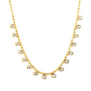 Collar de Moda con Borlas y Circonitas Redondas, Chapado en Oro de 18K, Antideslustre, Cadena de Cuentas de Acero Inoxidable para Mujer - Product Image 1