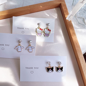 Aretes con Personajes de Dibujos Animados, Chapados en Oro, con Detalles de Cristal y Diamantes de Imitación, Set de Joyería para Mujer - Product Image 2
