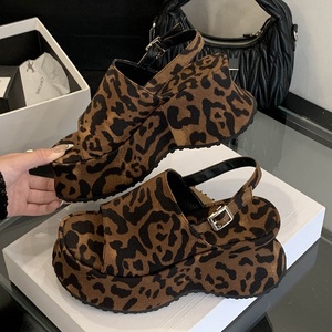 Hermosos Zapatos de Mujer con Estampado de Leopardo, Suela Gruesa, Cómodos, Casuales, con Tacón de Cuña, para Primavera y Uso en Exteriores - Product Image 1