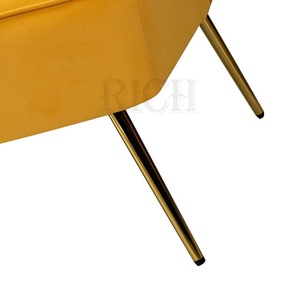 Loveseat-sofá de tela con patas doradas, moderno sofá moderno de terciopelo amarillo, <span class=keywords><strong>estrecho</strong></span>, 2 plazas - Product Image 6
