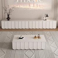 Meuble TV et Table Basse en Bois Crème, Combinaison Moderne et Simple pour Salon, Rangement Chambre, Meuble TV 65 pouces+