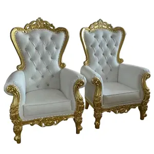Silla blanca de espalda alta para eventos, sillón de Reina y Rey, trono