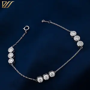 Diamond Jewelry 9 Stones Round 4MM Bezel Set HPHT Lab Grown Diamond Bracelet for Girls