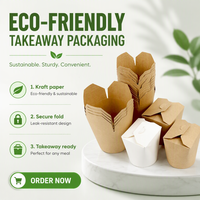 Boîte d'emballage en papier kraft pour nouilles doner, boîte à emporter pour fournisseur chinois de doner, conteneur alimentaire instantané
