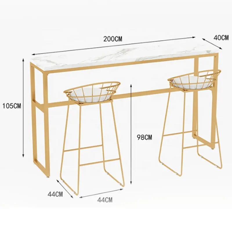 Restaurant bar tafel marmeren tafel goud been marmeren eettafel bar set voor restaurant gebruik aangepaste volgorde