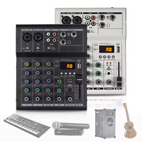 Console de mixage audio Rayco MX-204 4 canaux avec réverbération vocale réglable, lecture USB pour ordinateur domestique