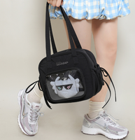 Sac bandoulière femme personnalisé avec logo, en nylon, fenêtre transparente, fermeture éclair, trois sangles, grande capacité, collection Hiver 2025 – Vente directe usine