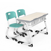 Meubles de classe réglables, bureau et chaise d'école, bureau double pour étudiants, bureau d'école en acier et en bois