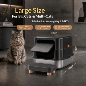 Bac à <span class=keywords><strong>litière</strong></span> intelligent pour chat entièrement fermé en acier inoxydable, autonettoyant, désodorisation à l'air frais, détection infrarouge, anti-éclaboussures, électrique - Product Image 1