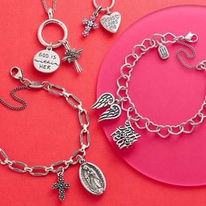Abalorio de Plata de Ley S925 James Avery, Colgante de Cruz de Fe/Virgen María/Jesús, Pulsera con Cadena, Regalo de Joyería Cristiana - Product Image 1