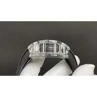 Montre mécanique automatique de luxe de haute qualité avec tourbillon, boîtier tonneau en cristal noir, modèle 2026, bracelet en caoutchouc 20 mm pour homme
