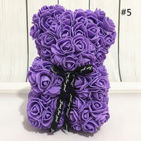 Ours en peluche de fleurs stabilisées DIY, ours en roses, boîte de fleurs artificielles, ruban lumineux LED pour cadeau de Saint-Valentin, Noël, coffret de bijoux riche